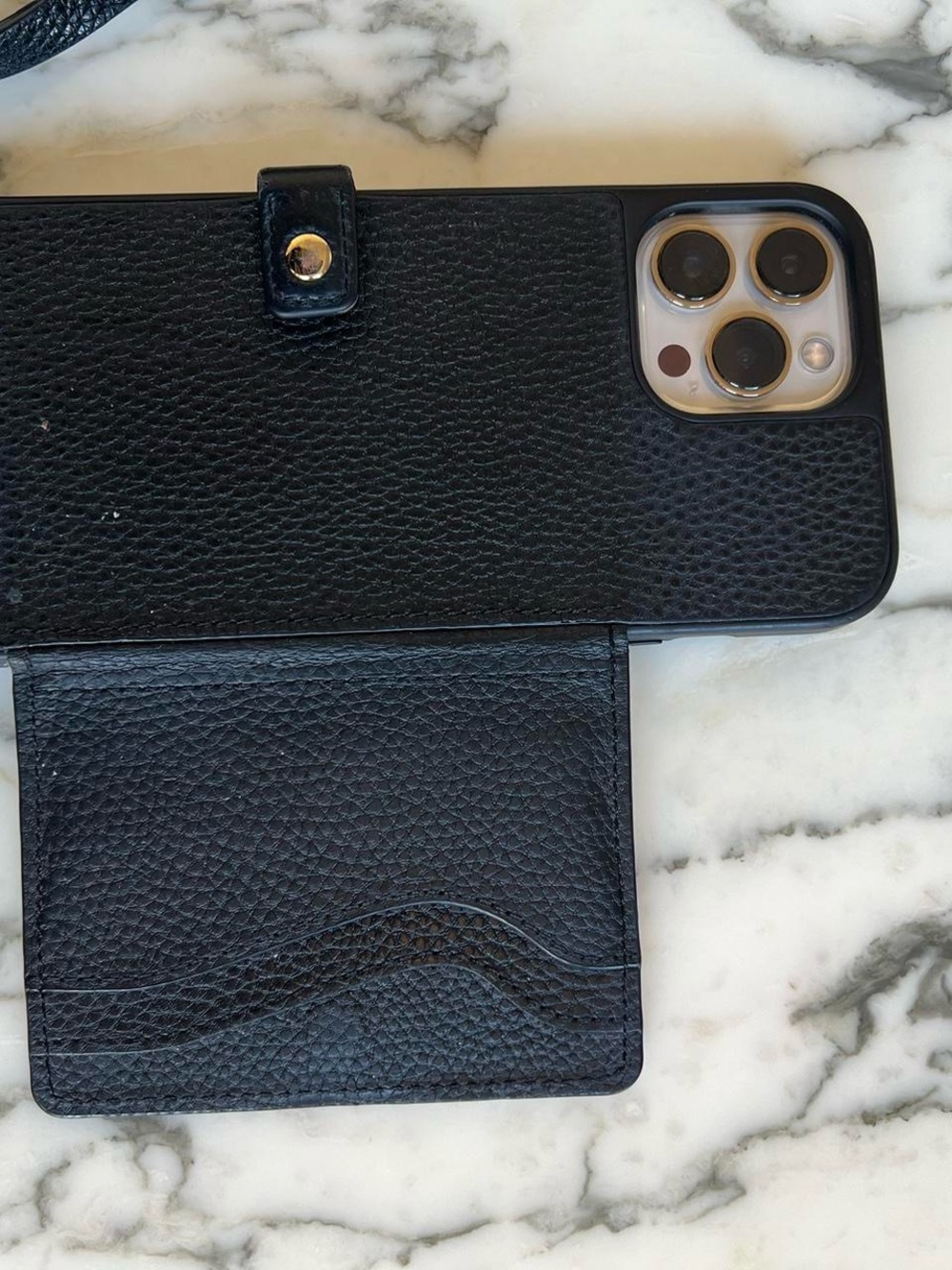 Bandolier Black Leather Crossbody Phone Case with Strap - Picture 7 of 7